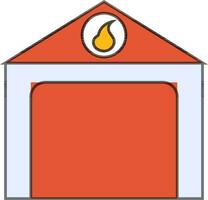 Illustration of fire station in flat style. vector