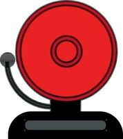 Flat illustration of bell in red color. vector