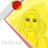 Fashion background with young girl. vector