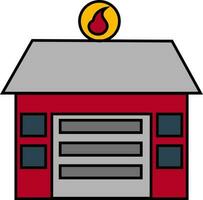 icono de fuego estación edificio en plano estilo. vector