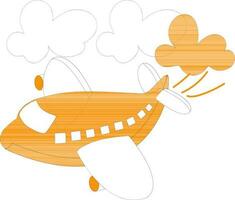 Line art flying plane. vector