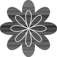 Flat style icon of flower in black and white color. vector