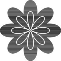 Flat style icon of flower in black and white color. vector