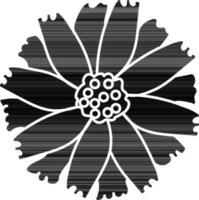 Icon of flower in black and white color. vector