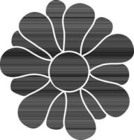 Icon of flower isolated in black and white color. vector