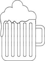 Black line art illustration of a beer mug icon. vector