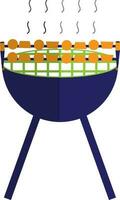 Barbecue on grill made by blue and orange color. vector