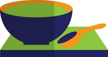 Blue bowl with orange spoon. vector