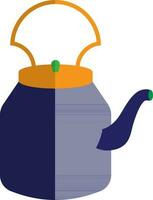 Blue and orange teapot in flat style. vector