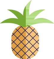 Orange pineapple with green leaves. vector