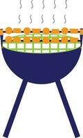 Barbecue on grill made by blue and orange color. vector