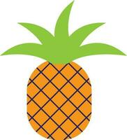 Orange pineapple with green leaves. vector