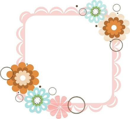 Floral pattern frame in square shape made with pink color.