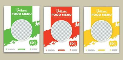 Food Flyer A4 size Vector Template. Fast Food Flyer Design Template cooking, cafe and restaurant menu, food ordering, junk food.