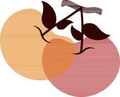 Apples with leaf in flat style. vector