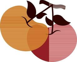 Apples with leaf in flat style. vector