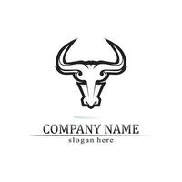 Bull horn and buffalo logo and symbols template icons app vector