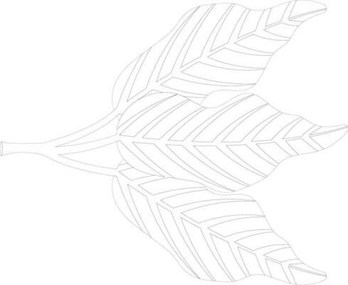 Flat style leaves in black line art.