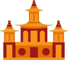 rojo y naranja chino pagoda edificio. vector