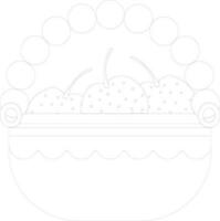 Black line art apples in basket made by dotted. vector