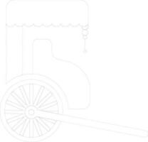 Flat style carriage in black line art. vector