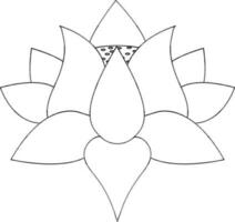 Flat style lotus flower in black line art. vector