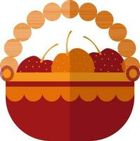 Apples in red basket made by orange dotted. vector