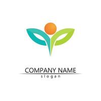 Tree leaf vector and green logo design friendly concept