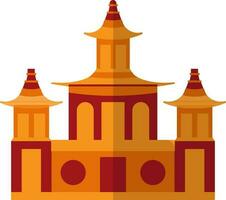 Red and orange chinese pagoda building. vector