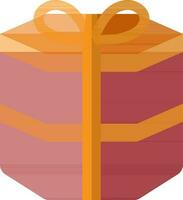 Red gift box decorated with orange ribbon. vector