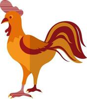 Red and orange cock in flat style. vector