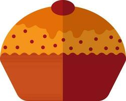 Dotted decorated red and orange cupcake. vector