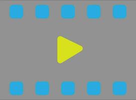 Black and blue film video play button. vector