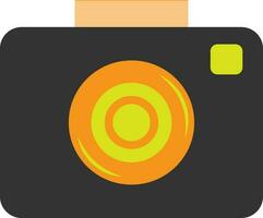 Black and orange camera in flat style. vector