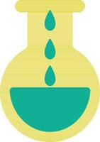 Flat style flask in green and blue color. vector