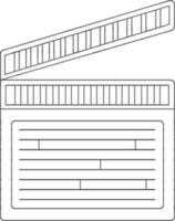 Black line art illustration of clapperboard. vector