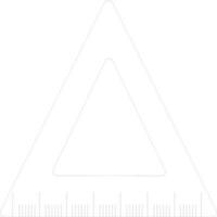 Triangular ruler in black line art. vector
