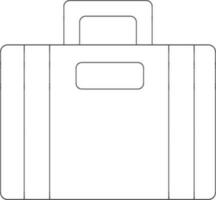 Black line art illustration of briefcase bag. vector