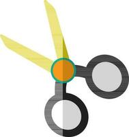 Grey and green scissor in flat style. vector