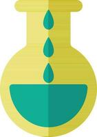 Flat style flask in green and blue color. vector