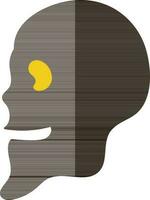 Human skull in brown and yellow color. vector