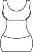 Female torso in black line art. vector