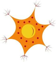 Flat style neuron in orange color. vector