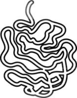 Small intestine in black line art. vector