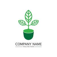 Tree leaf vector and green logo design friendly concept