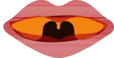 Tonsil in red and orange color. vector