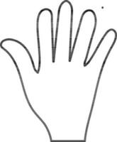 Flat style hand in black line art. vector