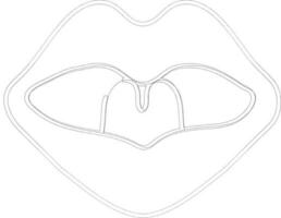 Black line art tonsil in flat style. vector