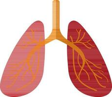 Flat style lungs in red and orange color. vector