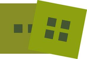 Green square shape dice. vector